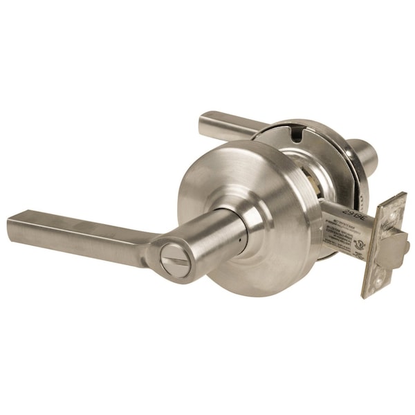 Schlage Grade 2 Privacy Cylindrical Lock with Field Selectable Vandlgard, Latitude Lever, Non-Keyed, Satin N ALX40 LAT 619 - main